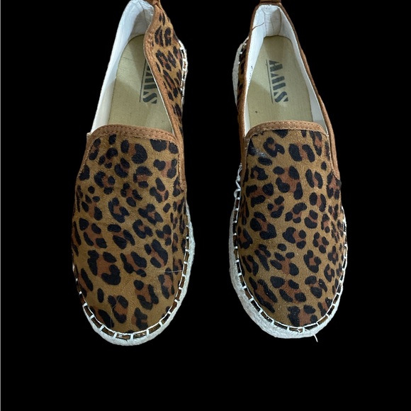 Leopard espadrille slip on sneaker sz 6 perfect for fall brown & black straw - Picture 6 of 8